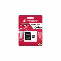 Transcend TS64GUSDXC10, 64 Go, MicroSDXC, Classe 10, NAND, 90 Mo/s, Noir
