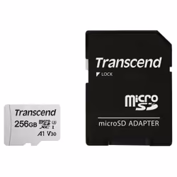 Transcend 300S, 256 Go, MicroSDXC, NAND, 95 Mo/s, 40 Mo/s, Class 3 (U3)