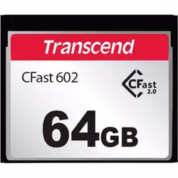 Transcend TS64GCFX602, 64 Go, CFast 2.0, 500 Mo/s, 350 Mo/s, Noir