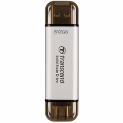 Transcend ESD310, 512 Go, USB Type-A vers USB Type-C, 3.2 Gen 2 (3.1 Gen 2), 1050 Mo/s, Argent