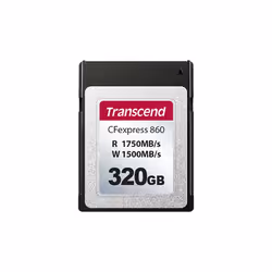 Transcend CFexpress 860, 320 Go, CFexpress, 1750 Mo/s, 1500 Mo/s, Noir