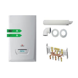 Saunier Duval - pack chaudiere gaz murale themaplus condens F25 dosseret et ventouse inclus