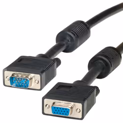ROLINE HD15 M/HD15 F avec noyaux de ferrite 2,0m, 2 m, VGA (D-Sub), VGA (D-Sub), Mâle, Femelle, Noir
