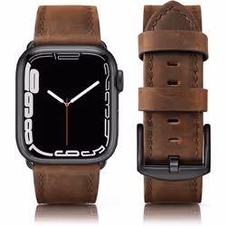 Tuocal Cuir Véritable Bracelet Compatible avec Apple Watch 42mm 44mm 45mm 46mm