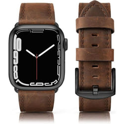 Tuocal Cuir Véritable Bracelet Compatible avec Apple Watch 42mm 44mm 45mm 46mm