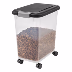 Iris Ohyama Boîte à croquette plastique hermétique sans BPA pour animaux avec Roues Couvercle à rabat 35L MP-8 Noir