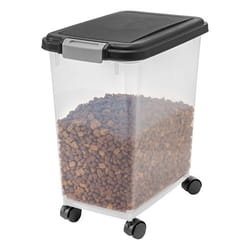 Iris Ohyama Boîte à croquette plastique hermétique sans BPA pour animaux avec Roues Couvercle à rabat 35L MP-8 Noir