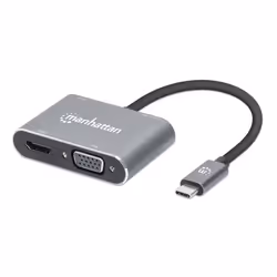 Manhattan 130691, Avec fil, USB 3.2 Gen 1 (3.1 Gen 1) Type-C, Gris, 5 Gbit/s, 3840 x 2160 pixels, 60 Hz
