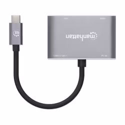Manhattan 130691 station d'accueil Avec fil USB 3.2 Gen 1 (3.1 Gen 1) Type-C Gris