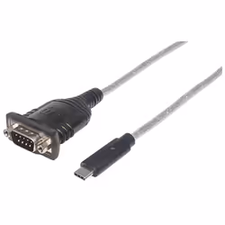 Manhattan 151283, Noir, Argent, 0,45 m, USB-C, Serial/COM/RS232/DB9, Mâle, Mâle