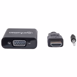 Manhattan 151559 câble vidéo et adaptateur 0,3 m HDMI + 3.5mm VGA (D-Sub) Noir