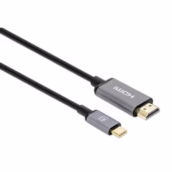 Manhattan 153607 câble vidéo et adaptateur 2 m HDMI Type A (Standard) USB Type-C Noir, Argent - Vue supplémentaire 2