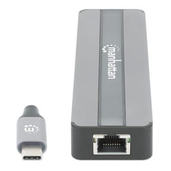 Manhattan 153928 station d'accueil Avec fil USB 3.2 Gen 1 (3.1 Gen 1) Type-C Noir, Argent