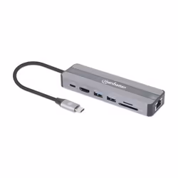 Manhattan 153928 station d'accueil Avec fil USB 3.2 Gen 1 (3.1 Gen 1) Type-C Noir, Argent