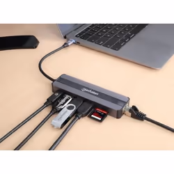 Manhattan 153928 station d'accueil Avec fil USB 3.2 Gen 1 (3.1 Gen 1) Type-C Noir, Argent