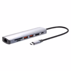 Manhattan 153966, Avec fil, USB 3.2 Gen 2 (3.1 Gen 2) Type-C, 100 W, 10,100,1000 Mbit/s, Argent, MicroSD (TransFlash), MicroS ...