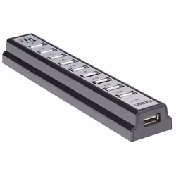Manhattan 161572 hub & concentrateur USB 2.0 480 Mbit/s Noir, Argent