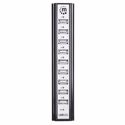 Manhattan 161572 hub & concentrateur USB 2.0 480 Mbit/s Noir, Argent