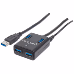 Manhattan 162302, USB 3.2 Gen 1 (3.1 Gen 1) Type-A, USB 3.2 Gen 1 (3.1 Gen 1) Type-A, 5000 Mbit/s, Noir, Plastique, FCC, CE,  ...