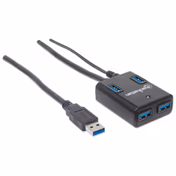 Manhattan 162302 hub & concentrateur USB 3.2 Gen 1 (3.1 Gen 1) Type-A 5000 Mbit/s Noir