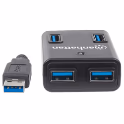 Manhattan 162302 hub & concentrateur USB 3.2 Gen 1 (3.1 Gen 1) Type-A 5000 Mbit/s Noir