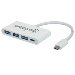 Manhattan 163552 hub & concentrateur USB 3.2 Gen 1 (3.1 Gen 1) Type-C 5000 Mbit/s Blanc