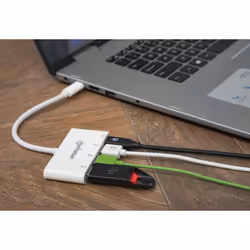 Manhattan 163552 hub & concentrateur USB 3.2 Gen 1 (3.1 Gen 1) Type-C 5000 Mbit/s Blanc