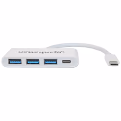 Manhattan 163552 hub & concentrateur USB 3.2 Gen 1 (3.1 Gen 1) Type-C 5000 Mbit/s Blanc