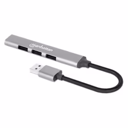 Manhattan 168427, USB 3.2 Gen 1 (3.1 Gen 1) Type-A, USB 2.0, 5000 Mbit/s, Gris, Aluminium, 0,18 m