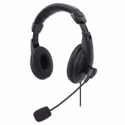 Manhattan 179843, Avec fil, Bureau/Centre d'appels, 203 g, Casque, Noir