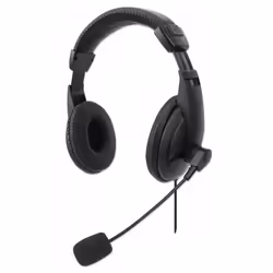 Manhattan 179881, Avec fil, Bureau/Centre d'appels, 203 g, Casque, Noir