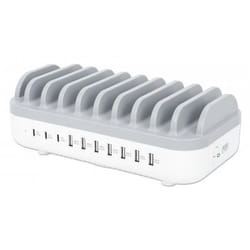 Manhattan 180856 Organiseur de station de chargement Support de bureau Plastique Blanc