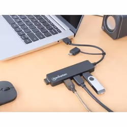 Manhattan 180863 hub & concentrateur USB 3.2 Gen 1 (3.1 Gen 1) Type-A + Type-C 5000 Mbit/s Noir - Vue supplémentaire 5