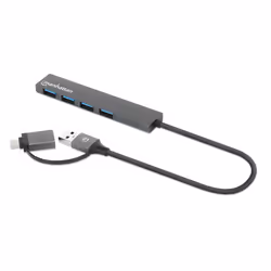 Manhattan 181006, USB 3.2 Gen 1 (3.1 Gen 1) Type-A, USB 3.2 Gen 1 (3.1 Gen 1) Type-A, 5000 Mbit/s, Gris, Aluminium, Câble ron ...