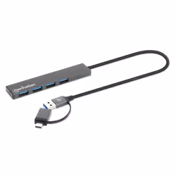 Manhattan 181006 hub & concentrateur USB 3.2 Gen 1 (3.1 Gen 1) Type-A 5000 Mbit/s Gris
