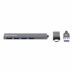 Manhattan 181006 hub & concentrateur USB 3.2 Gen 1 (3.1 Gen 1) Type-A 5000 Mbit/s Gris