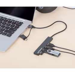 Manhattan 181006 hub & concentrateur USB 3.2 Gen 1 (3.1 Gen 1) Type-A 5000 Mbit/s Gris - Vue supplémentaire 5