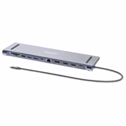 Manhattan 190305, Avec fil, USB 3.2 Gen 1 (3.1 Gen 1) Type-C, 100 W, 10,100,1000 Mbit/s, Argent, MicroSD (TransFlash), SD