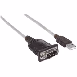 Manhattan 205153 câble Série Noir, Transparent 0,45 m USB A Serial/COM/RS232/DB9