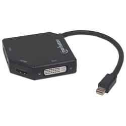 Manhattan 207720 câble vidéo et adaptateur 0,25 m Mini DisplayPort DVI-I + VGA (D-Sub) + HDMI Noir