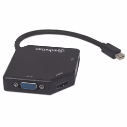 Manhattan 207720 câble vidéo et adaptateur 0,25 m Mini DisplayPort DVI-I + VGA (D-Sub) + HDMI Noir