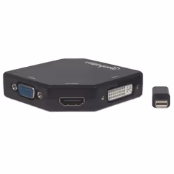 Manhattan 207720 câble vidéo et adaptateur 0,25 m Mini DisplayPort DVI-I + VGA (D-Sub) + HDMI Noir