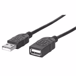 Manhattan 308519, 1 m, USB A, USB A, USB 2.0, Mâle/Femelle, Noir