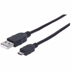 Manhattan 325684, 3 m, USB A, Micro-USB B, USB 2.0, Mâle/Mâle, Noir