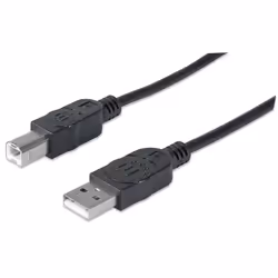 Manhattan 333382, 3 m, USB A, USB B, USB 2.0, Mâle/Mâle, Noir