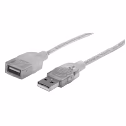 Manhattan 336314, 1,8 m, USB A, USB A, USB 2.0, Mâle/Femelle, Argent