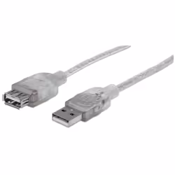 Manhattan 340496, 3 m, USB A, USB A, USB 2.0, Mâle/Femelle, Argent