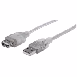 Manhattan 340502, 4,5 m, USB A, USB A, USB 2.0, Mâle/Femelle, Argent