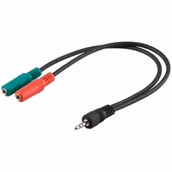 Techly ICOC 11-SB-HP, 3,5mm, Mâle, 3,5mm, Femelle, 0,15 m, Noir
