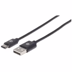 Manhattan 353298, 1 m, USB C, USB A, USB 2.0, Mâle/Mâle, Noir